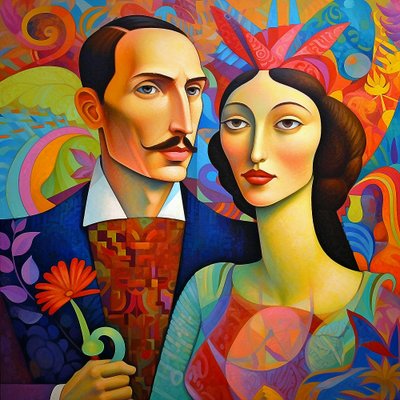 Couple amoureux, portrait d