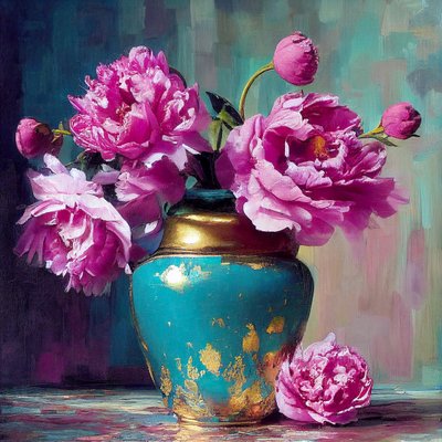 Fleur rose, art botanique abstrait - F. Abderrahim