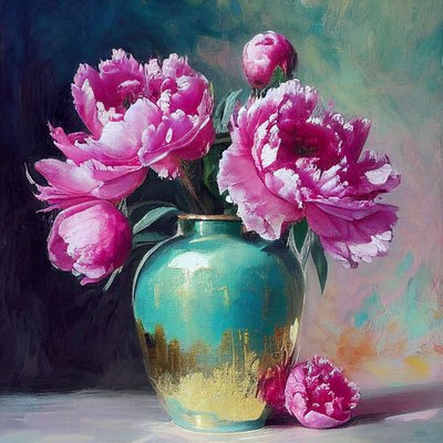 Peinture de fleur rose, dessin botanique abstrait, Art mural | Impressions sur toile - F. Abderrahim