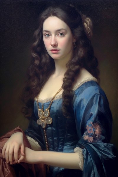Portrait de belle supermodèle féminine du 18ème siècle | art imprimé sur toile - F. Abderrahim