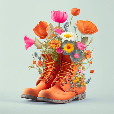 Chaussures et fleurs, art numérique - F. Abderrahim