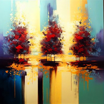 Arbres dans un paysage abstrait - F. Abderrahim