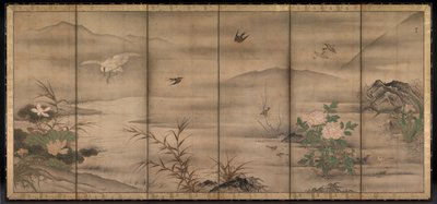 Oiseaux et Fleurs dans un Paysage des Quatre Saisons - follower of Sesshū Tōyō