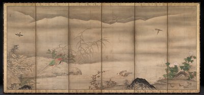 Oiseaux et fleurs dans un paysage des quatre saisons - follower of Sesshū Tōyō