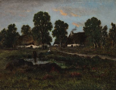 Cottages près de Larchant - imitator of Théodore Rousseau