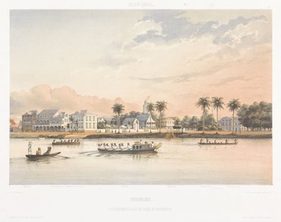 Maison du gouvernement et place à Paramaribo (Gezigten uit Neerland