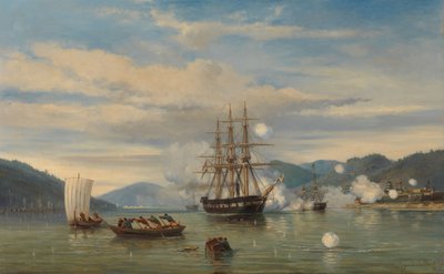 Le navire de guerre à vapeur HMS Medusa ouvrant le détroit de Shimonoseki - jonkheer Jacob Eduard van Heemskerck