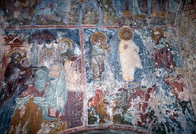 Christ et saints, fresque dans l