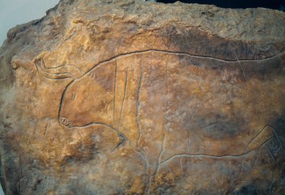 Graffito représentant un taureau. Civilisation grecque antique, Magna Graecia - Theodore Charles Ange Coquelin