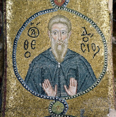 Saint, mosaïque dans le katholikon (église principale) du monastère de Nea Moni (Liste du patrimoine mondial de l