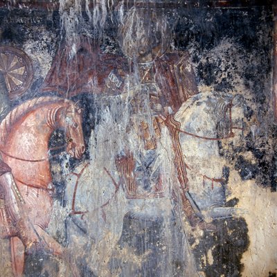 Saint à cheval, fresque dans l