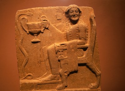 Stèle avec relief représentant des divinités et des serpents, de Sparte, Grèce, civilisation grecque - Theodore Charles Ange Coquelin