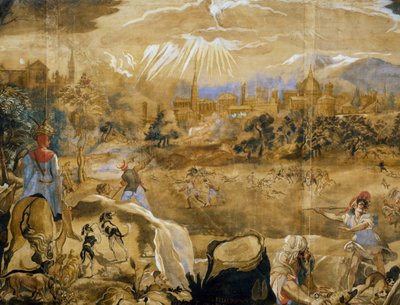 Chasse au cerf (avec vue idéale de Florence en arrière-plan), détail, c.1565 - or Zuccaro Federico Zuccari