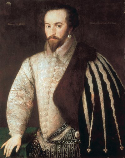 Portrait de Sir Walter Raleigh (1554 - 1618). Peinture attribuée à Federico Zuccaro (ou Zuccari) (1549 - 1609). 1588. Londres, National Portrait Gallery - or Zuccaro Federico Zuccari