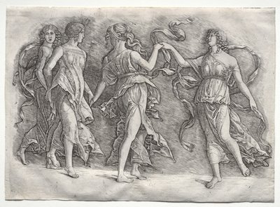 Quatre muses dansantes - probably by the so called Premier Engraver