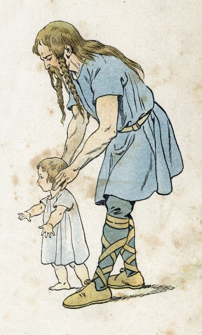 Un Gaulois avec son enfant. dans « La France, son histoire racontée par G. Montorgueil, illustrée par Job » 1896. Collection privée. - pseudonym for Onfray de Breville Jacques Job