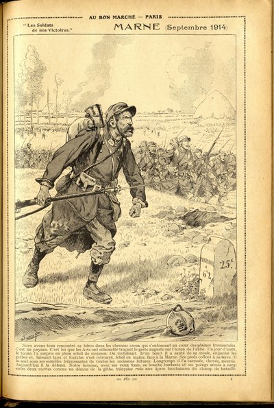 Agenda Buvard du Bon Marché 1917 - Illustration de Job (Jacques Marie Gaston Onfray de Bréville) : Marne septembre 1914 - Guerre de 14-18, Marne, Grandes Batailles, Bataille de la Marne - Soldats - pseudonym for Onfray de Breville Jacques Job