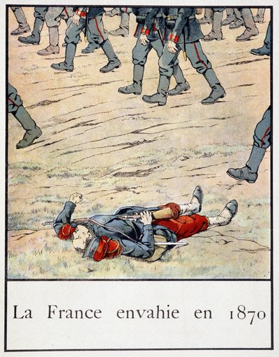 La France envahie en 1870 (un soldat mort sur le champ de bataille) - dans « Petite histoire de France » par Jacques Bainville, éd. Mane - pseudonym for Onfray de Breville Jacques Job