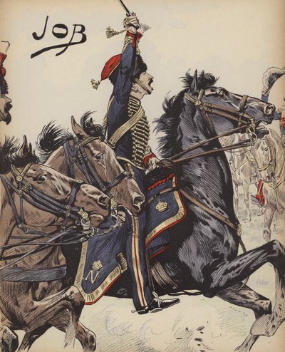 Cavalier français des guerres napoléoniennes (lithographie en couleur) - pseudonym for Onfray de Breville Jacques Job