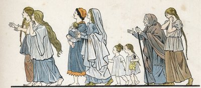 Paysannes gauloises avec leurs enfants. Dans « La France, son histoire racontée par G. Montorgueil, illustrée par Job » 1896. Collection privée. - pseudonym for Onfray de Breville Jacques Job