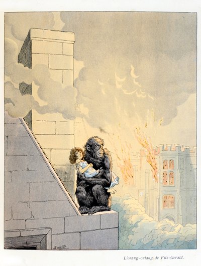 Illustration du livre « A la gloire des bêtes » texte de A. Fabre, dessins de Jacques Marie Gaston Onfray de Breville dit JOB (1858-1931), éditeur Maison Alfred Mame et fils : L