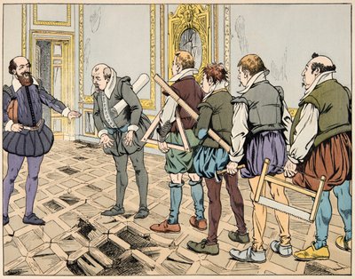 Illustration du livre « Le bon roy Henri », illustré par Jacques Marie Gaston Onfray de Breville dit JOB (1858-1931) : Sully (Maximilien de Béthune) montre une économie sévère - pseudonym for Onfray de Breville Jacques Job