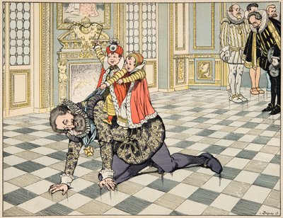 Illustration du livre « Le bon roy Henri », illustré par Jacques Marie Gaston Onfray de Breville dit JOB (1858-1931) : Devant l