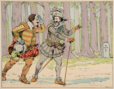 Illustration tirée du livre "Le bon roy Henri", illustrée par Jacques Marie Gaston Onfray de Bréville dit JOB (1858-1931) : Henri IV accorde son pardon à Charles de Lorraine (1554-1611) duc de Mayenne après l