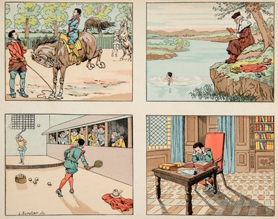 Illustration tirée du livre « Le bon roy Henri », illustrée par Jacques Marie Gaston Onfray de Bréville dit JOB (1858-1931) : Éducation de Henri IV - pseudonym for Onfray de Breville Jacques Job