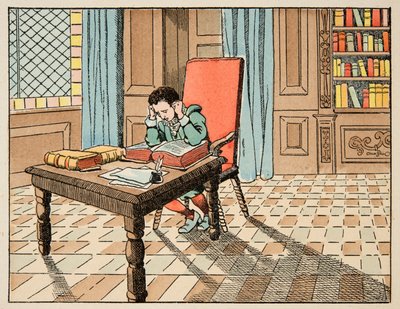 Illustration tirée du livre "Le bon roy Henri", illustrée par Jacques Marie Gaston Onfray de Bréville dit JOB (1858-1931) : Éducation au 16ème siècle : lecture des classiques - Collection privée - pseudonym for Onfray de Breville Jacques Job