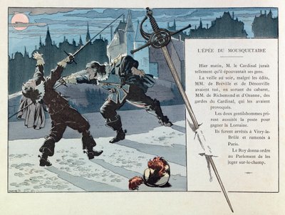 Illustration du livre « Les épées de France » : Duel entre un mousquetaire et un garde du cardinal - pseudonym for Onfray de Breville Jacques Job