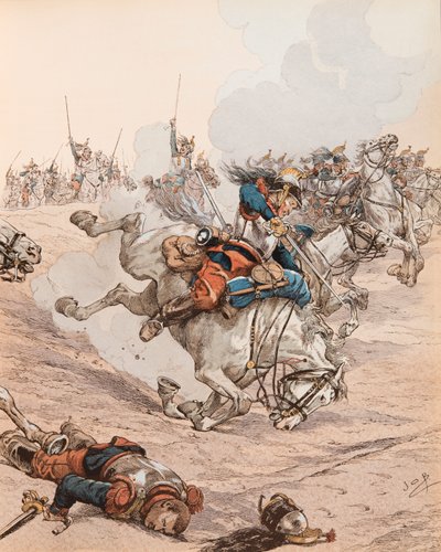Charge des cuirassiers à la bataille de Reichshoffen (ou Frœschwiller-Wœrth) en 1870, Collection privée - pseudonym for Onfray de Breville Jacques Job