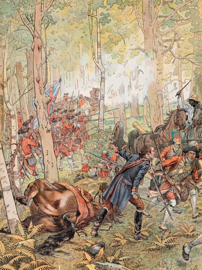 George Washington à la bataille de Monongahela contre les Français le 9 juillet - pseudonym for Onfray de Breville Jacques Job