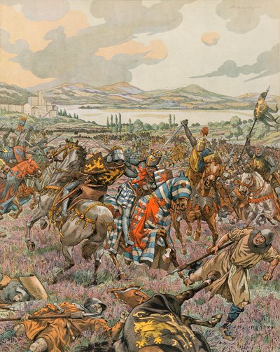 Jacques Marie Gaston Onfroy de Breville dit JOB (1858-1931) - Histoire de la Belgique : Jean Ier duc de Brabant victorieux à la bataille de Woeringen en 1288 pendant la guerre de succession du Limbourg et donne l