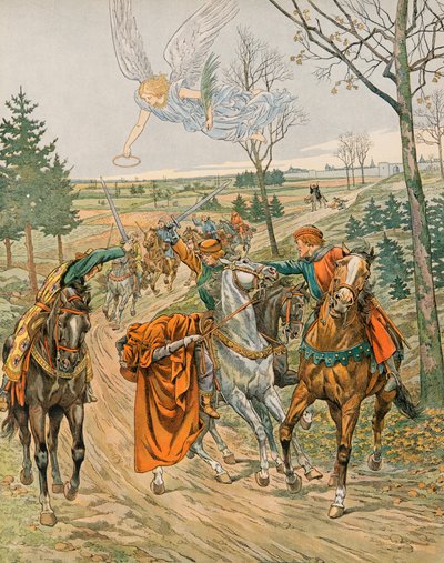 Jacques Marie Gaston Onfroy de Bréville dit JOB (1858-1931) - Histoire de Belgique : Saint Albert de Louvain (ca. 1166-1192), Prince de Liège est assassiné à Reims par les sbires de l