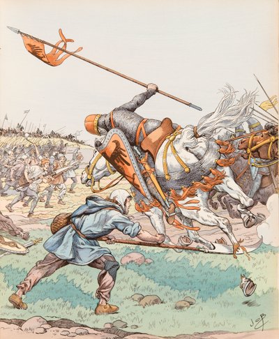 Le faucheur de Bouvines (paysan participant à la bataille de Bouvines en 1214), Collection privée - pseudonym for Onfray de Breville Jacques Job
