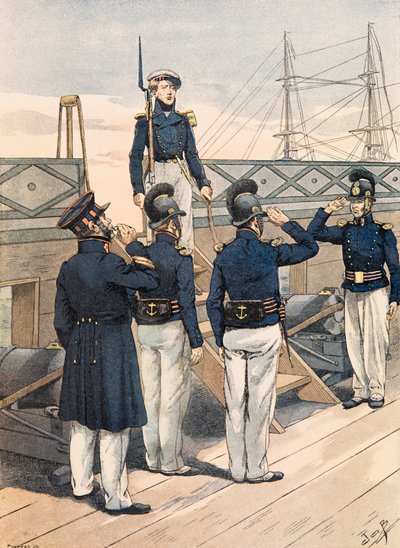 Tenue des troupes françaises à toutes les époques : marine française, officiers et marins (1827) - pseudonym for Onfray de Breville Jacques Job