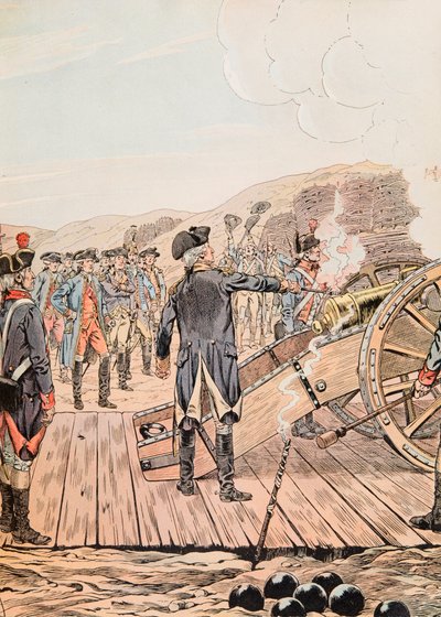 Jacques Marie Gaston Onfroy de Bréville dit JOB (1858-1931) - Le premier coup de canon au quartier général de Yorktown en septembre 1781, Collection privée - pseudonym for Onfray de Breville Jacques Job
