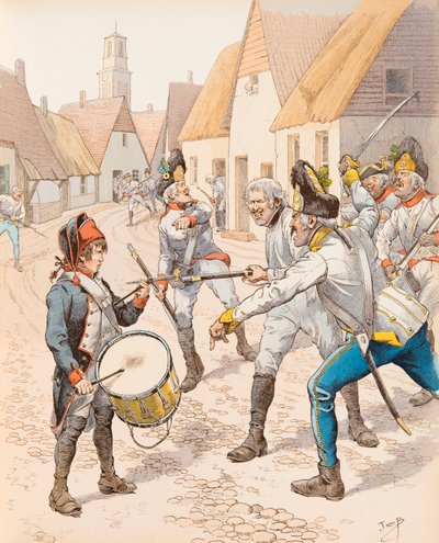 Le petit tambour de Wattignies en 1793 (Le tambour Stroh (Strauh) est tombé sous les coups des Autrichiens pendant la bataille), Collection privée - pseudonym for Onfray de Breville Jacques Job
