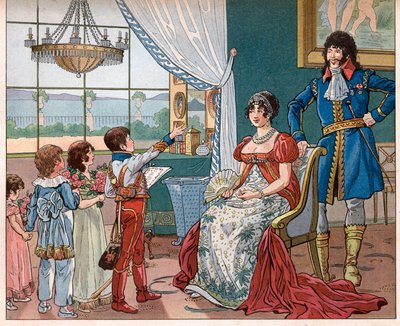 Joachim Murat (1767-1815) avec sa femme Caroline Bonaparte (1782-1839) et leurs enfants - pseudonym for Onfray de Breville Jacques Job