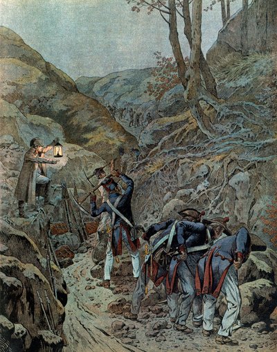 Campagne de Prusse (1806) : les troupes travaillaient à élargir un passage pour les canons au pied du mont Iéna à la veille de la bataille - pseudonym for Onfray de Breville Jacques Job