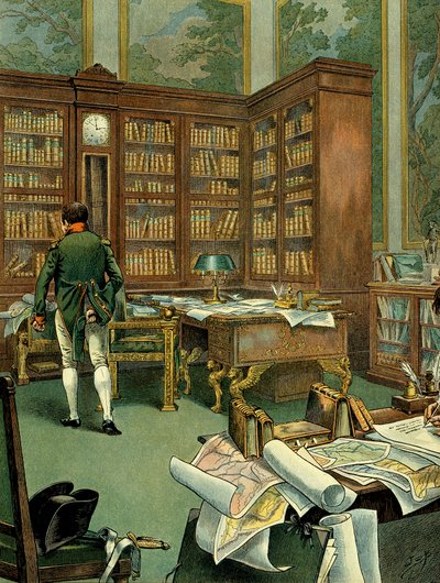 Cabinet de travail de Napoléon Ier Bonaparte (1769-1821) au premier étage du Palais des Tuileries alors qu