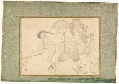 Chameau et palefrenier ; Illustration sur une seule page - style of Shaykh Muhammad