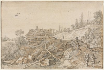 Paysage vallonné avec une hutte près d