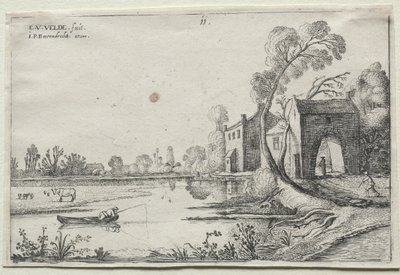 Paysage avec une rivière et une maison de garde, 1614 - van de Velde Esaias