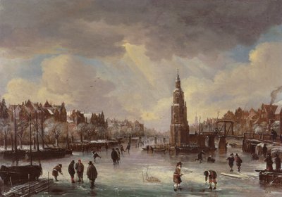 Ville sur une rivière gelée - Aert van der Neer