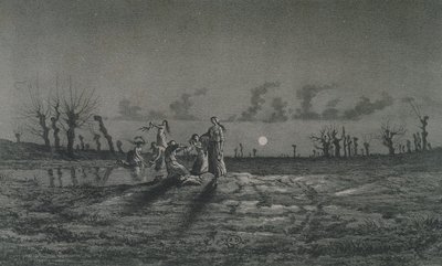 Les lavandières ou les lavandières de nuit, illustration pour Legendes Rustiques de George Sand (1804-1876) 1858 - Baron Dudevant Jean Francois Maurice Sand