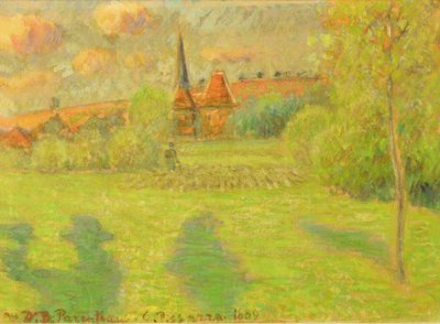 Le berger et l'église d'Eragny, 1889 - Camille Jacob Pissarro