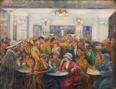 LAbreuvoir de LOlympia Pendentif un Entracte, c.1918 (huile sur toile) - Charles Henry Tenre