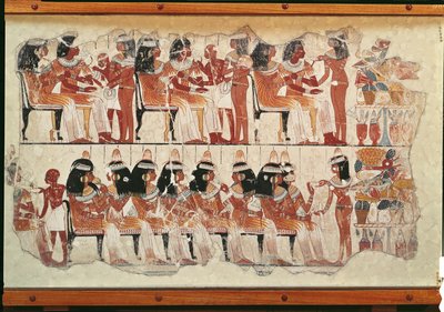 Scène de banquet, de Thèbes, vers 1400 av. J.-C. (peinture murale) - Egyptian 18th Dynasty